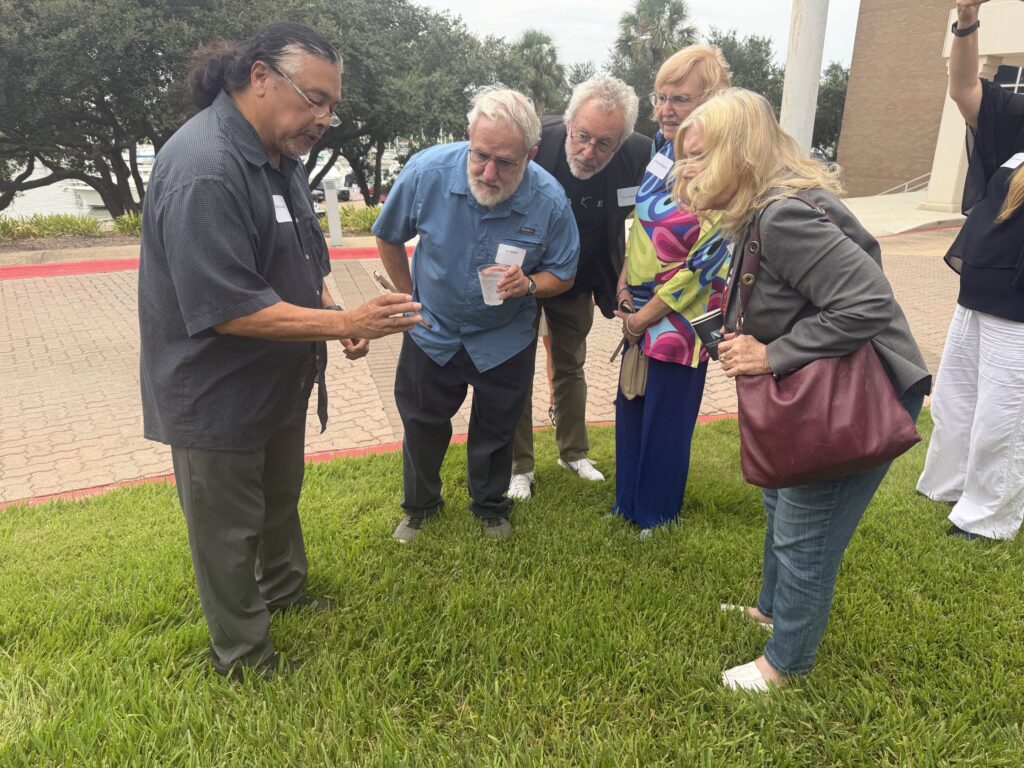 Alex Hoben/SPJFW
SPJ members gathered for a drone demonstration by Alicia and Billy Calzada, who led a conference session on drone photojournalism and its intersection with Texas privacy laws.